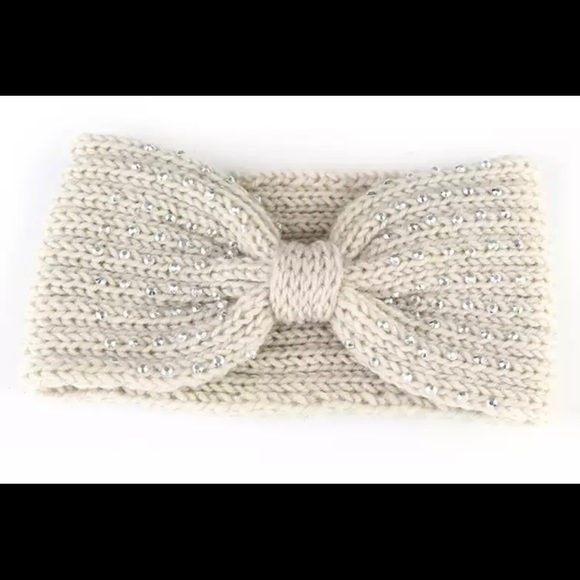 Set of 3 Knit head wraps hair band ear warmer headband wrap knitted rhinestone - Picture 4 of 6